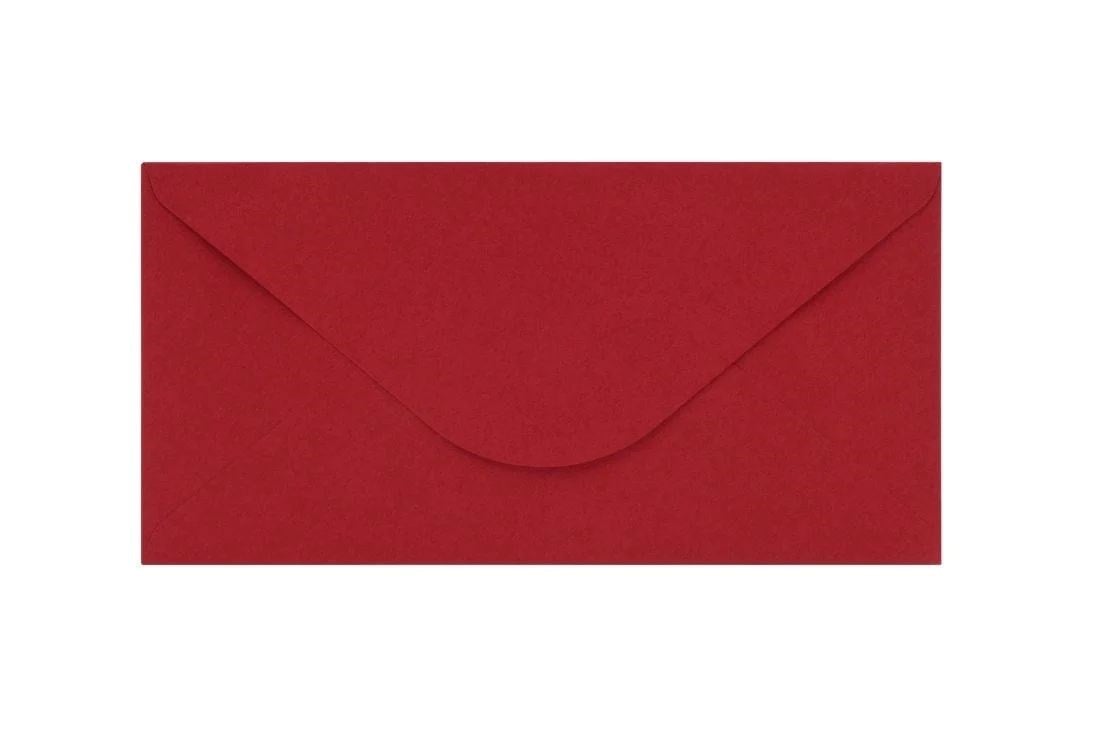 Koperty ozdobne DL czerwone 120g 50 szt. zamknięcie na mokro 110x220