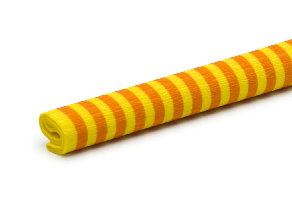 Bibuła marszczona krepina 50x200 cm 28 g/m2 żółto-pomarańczowe paski