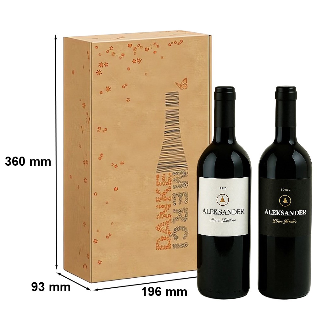 Karton prezentowy ozdobny pudełko na wino 360x196x93 mm Danke/Merci
