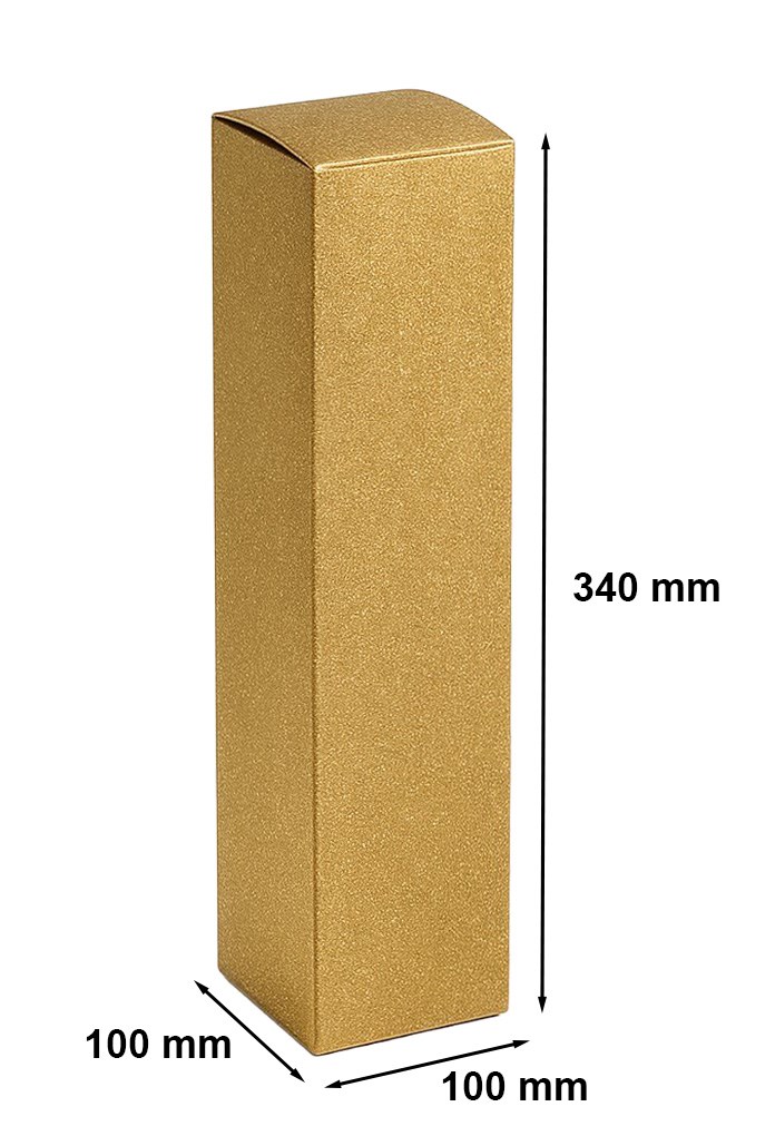 Pudełko ozdobne prezentowe na wino i szampana złote 100x100x340 K-891