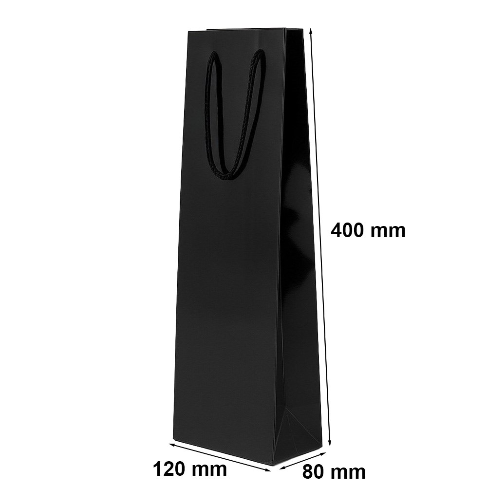 Torba laminowana na wino czarna, torebka prezentowa 120x80x400