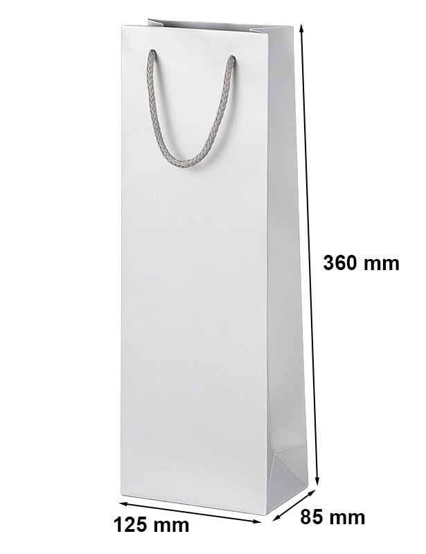 Torebka prezentowa laminowana na wino z uchwytem 125x85x360 mm srebrna