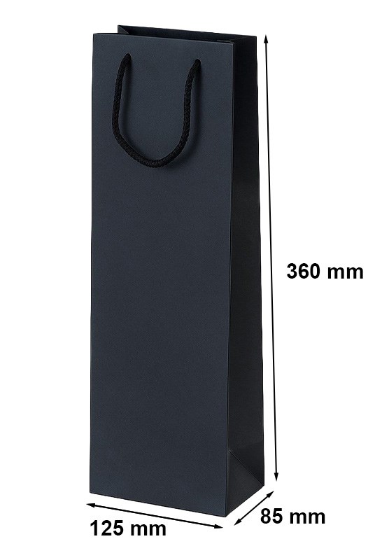 Torebka na wino torba prezentowa papierowa czarna 125x85x360 mm