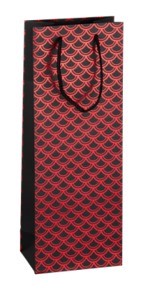 Papierowa torebka na wino 125x85x360mm czarno-czerwona K-421 MSB