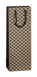 Torebka papierowa na wino 125x85x360 mm czarno-złota K-421 MSZ