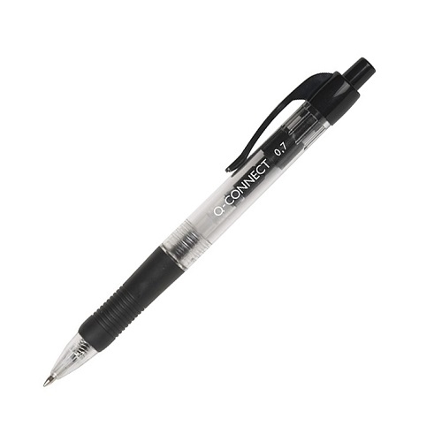 Q-Connect Długopis automatyczny 0,7 mm czarny olejowy z klipsem 10