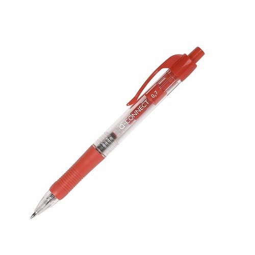 Q-Connect Długopis automatyczny 0,7 mm czerwony z klipsem 10 szt.