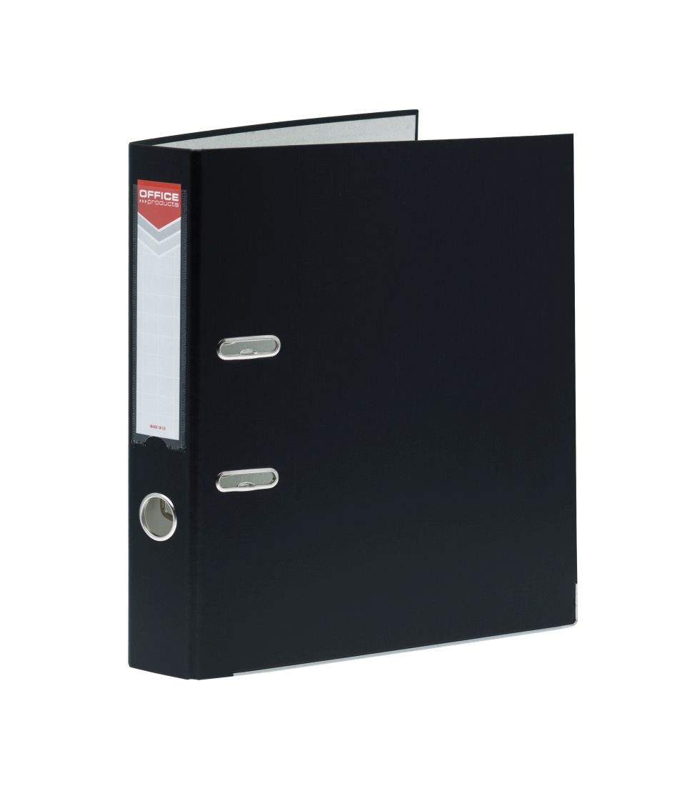 Segregator A4 75 mm czarny Office Products z etykietą na dokumenty