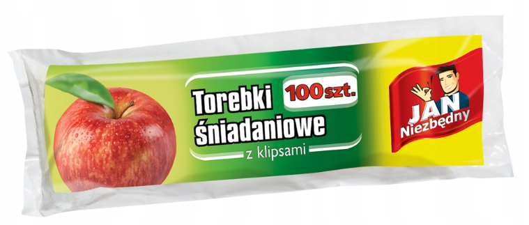 Torebki śniadaniowe Jan Niezbędny z klipsami 100 szt.