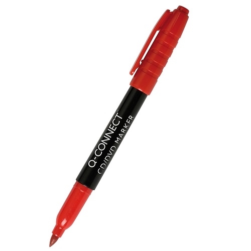 Q-Connect Marker permanentny do płyt CD/DVD czerwony 1 mm wodoodporny