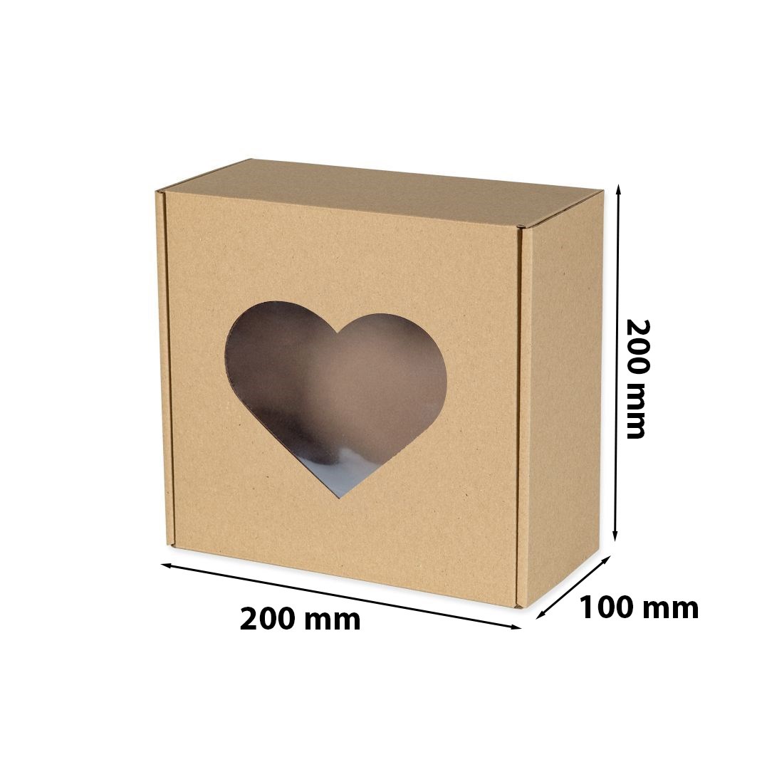 Pudełko ozdobne prezentowe EKO SERCE z okienkiem 200x200x100mm F427