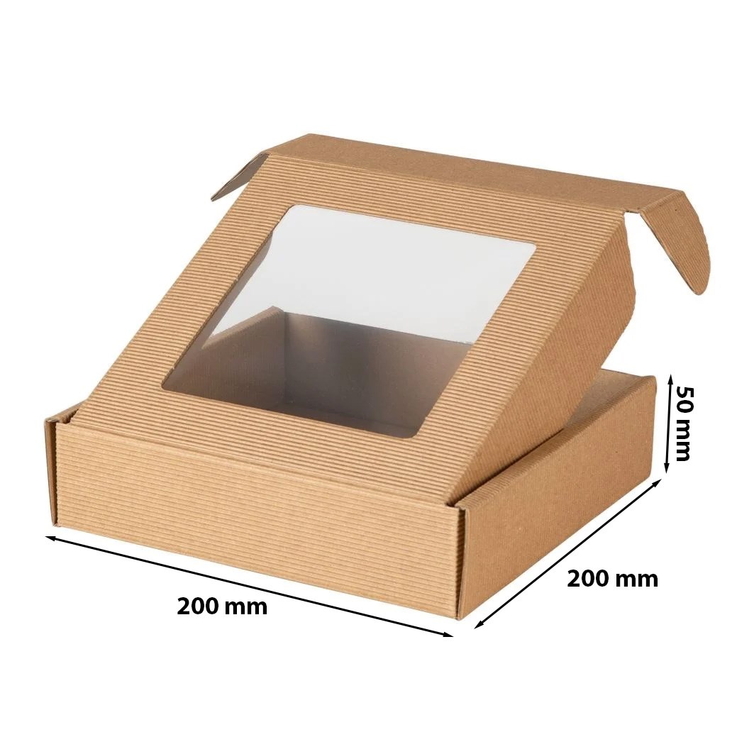 Pudełko ozdobne fasonowe karbowane kartonowe z oknem 200x200x50 mm