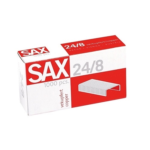Zszywki biurowe SAX 24/8 miedziane do większych zszywaczy 1000 szt.
