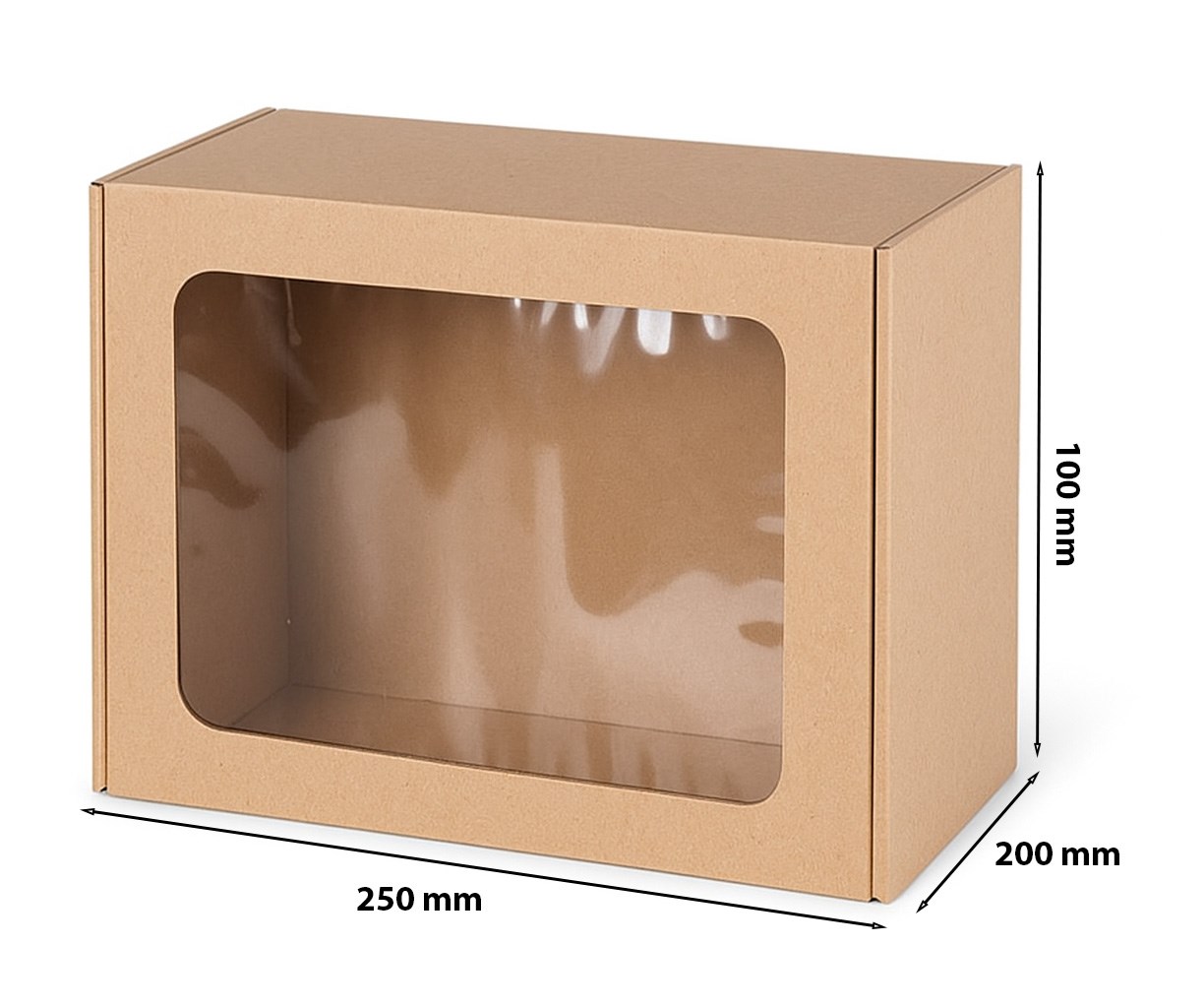 Pudełko ozdobne z okienkiem brązowe 250x200x100mm EKO na prezent