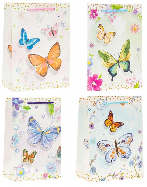 Torba prezentowa papierowa Lux A4 motyle TK-22005 26x10x32 cm 12 szt.