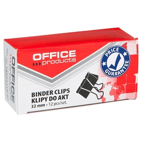 Klipsy biurowe do dokumentów 32 mm Office Products 12 szt.