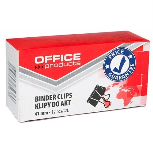 Klipsy do dokumentów 41 mm Office Products, klipy do papieru 12 szt.