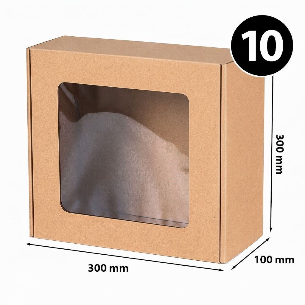 Pudełko Prezentowe Z Okienkiem 300x300x100mm EKO Kwadrat F427 10 Sztuk