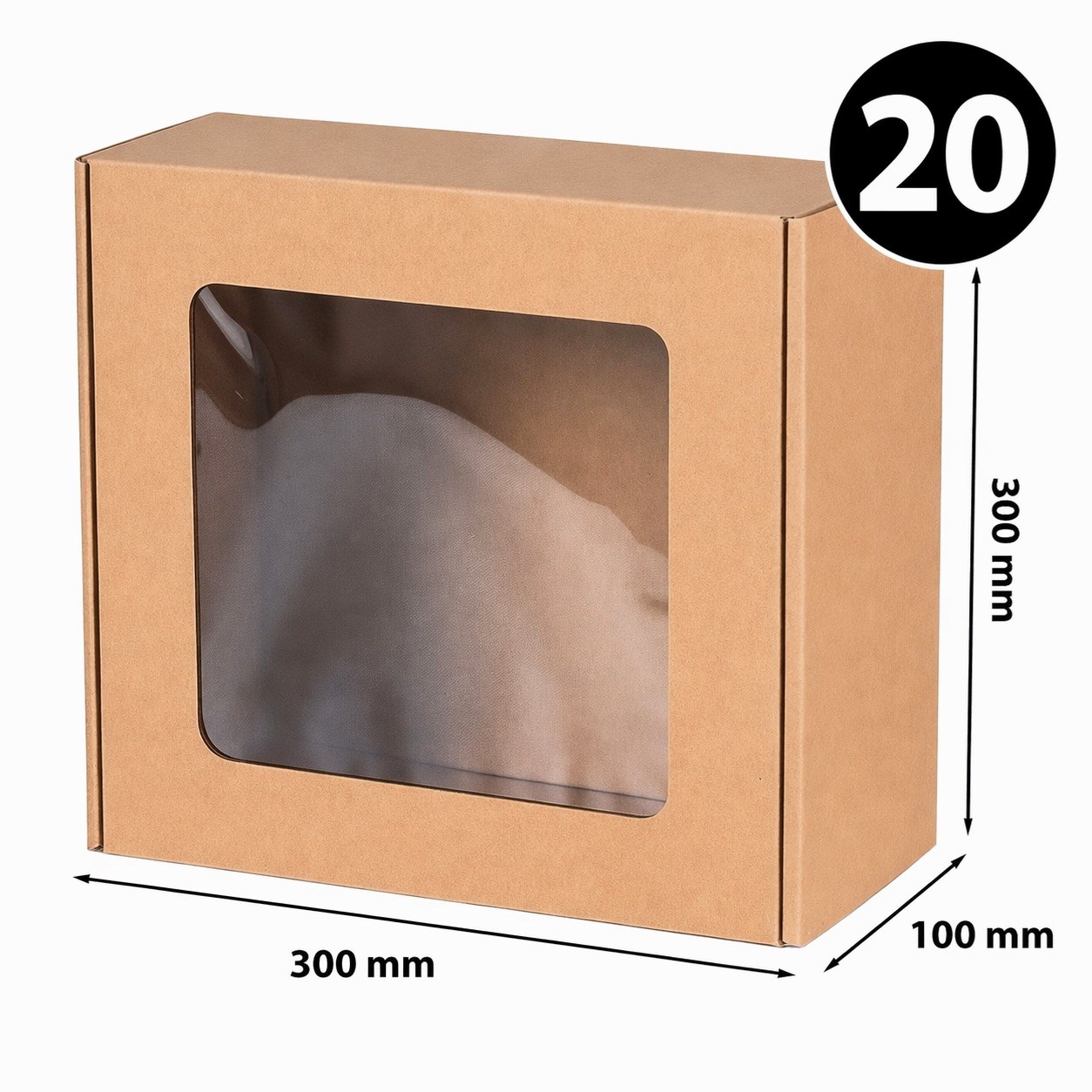 Pudełko Prezentowe Z Okienkiem 300x300x100mm EKO Kwadrat F427 20 Sztuk