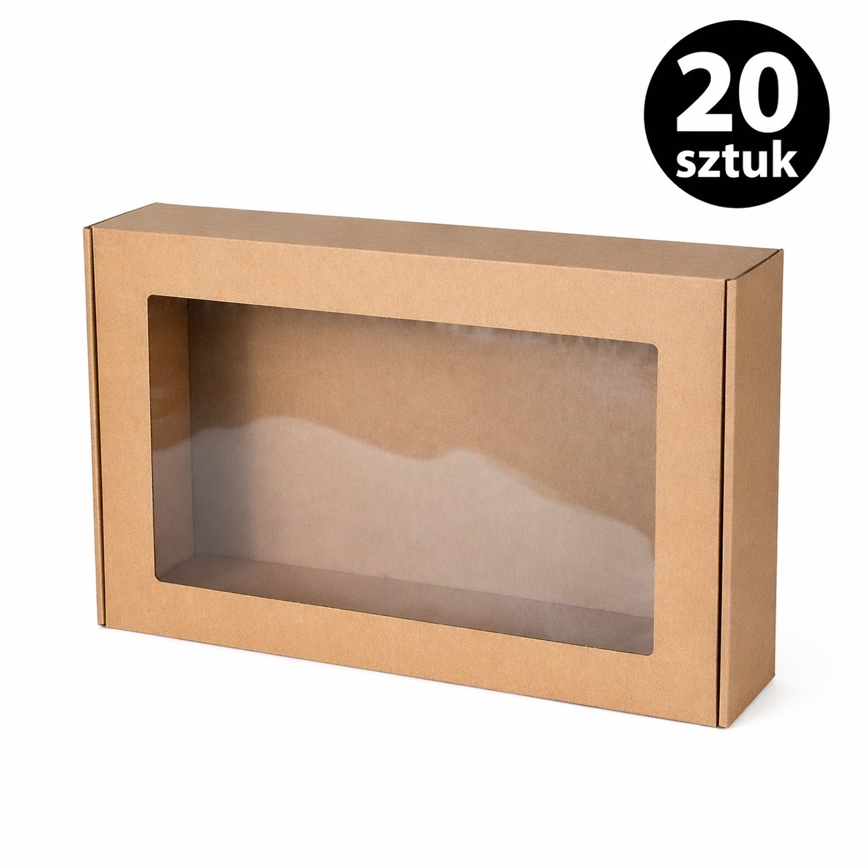 Pudełko Ozdobne Prezentowe EKO Brąz Z Okienkiem 550x300x150mm 20 Sztuk