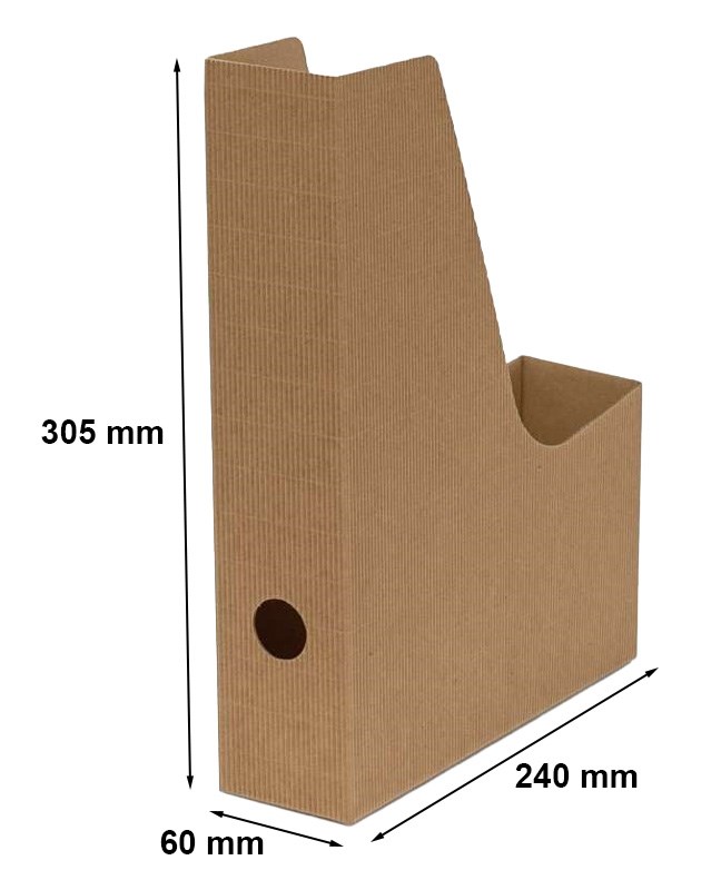 Karbowany tekturowy pojemnik na dokumenty A4 szer. 6 cm brązowy