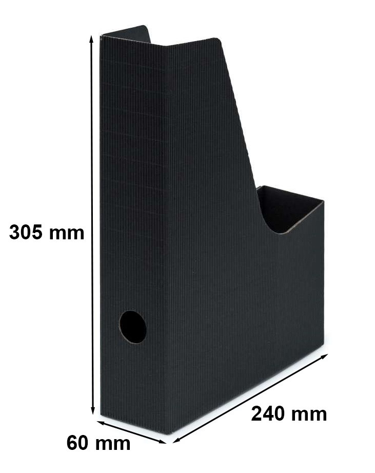 Karbowany pojemnik na dokumenty A4, czarne pudełko tekturowe 6 cm