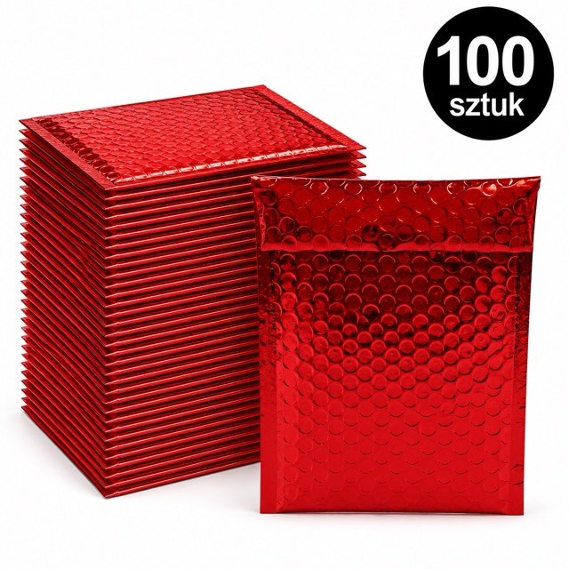 Koperta Metaliczna 140x170mm B6 Czerwona Koperta Wysyłkowa - 100 Sztuk