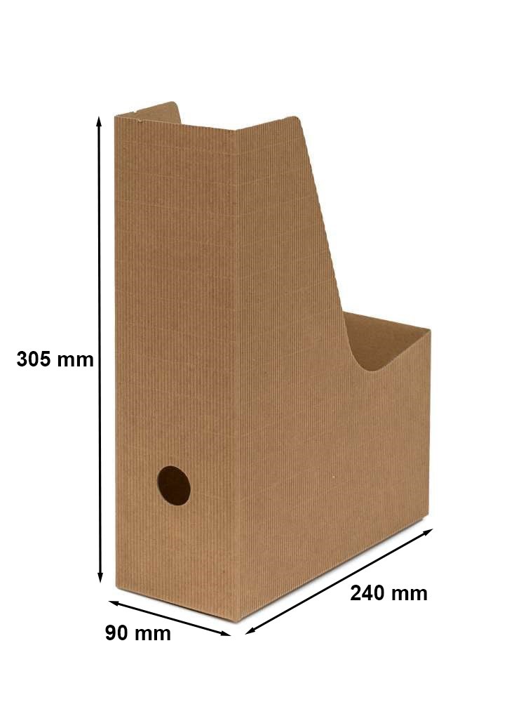 Karbowany pojemnik organizer na dokumenty A4 kartonowy brązowy 9 cm