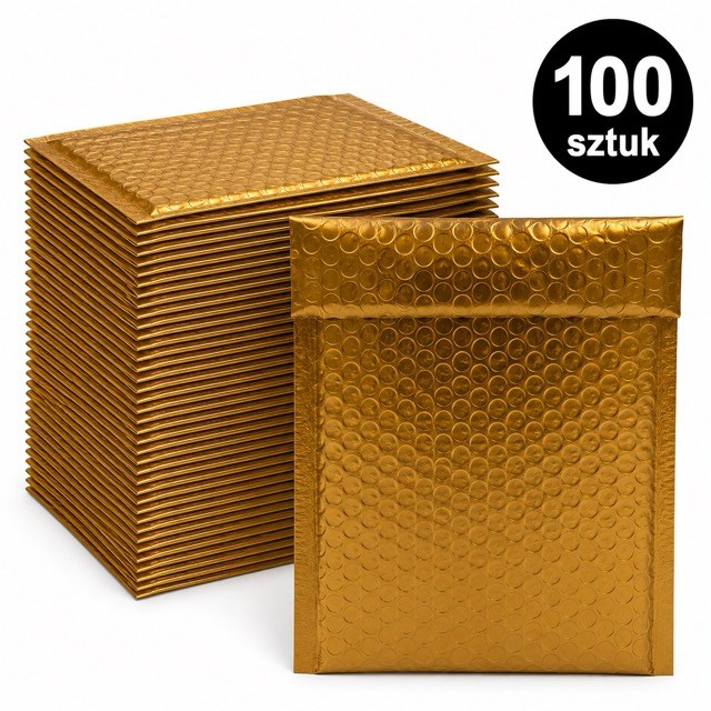 Koperta Bąbelkowa Metaliczna B6 140x170mm Złota Kawowa Ozdobna 100 Szt