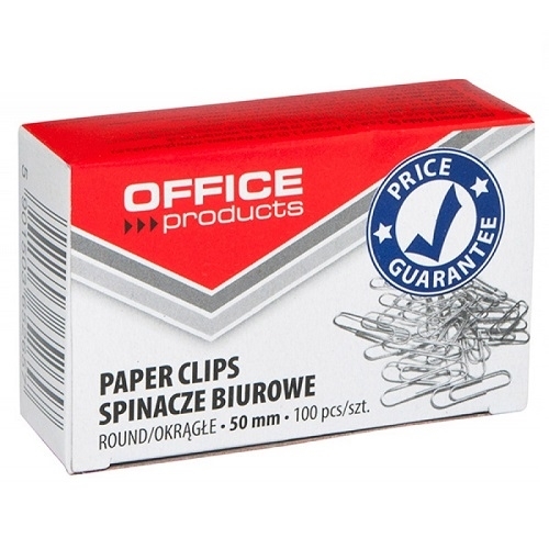 Spinacze biurowe do dokumentów 50 mm okrągłe niklowane 100 szt.