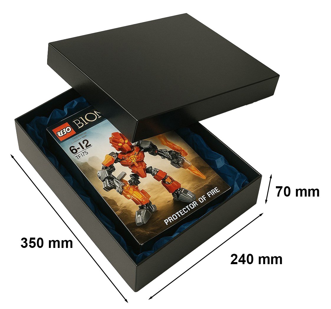 Czarne laminowane pudełko fasonowe z wieczkiem 350x240x70 mm