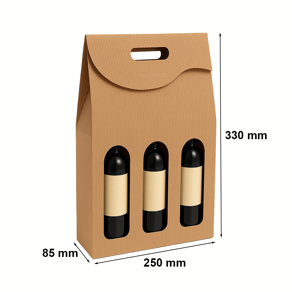 Pudełko karbowane 250x85x330mm / 3 wina