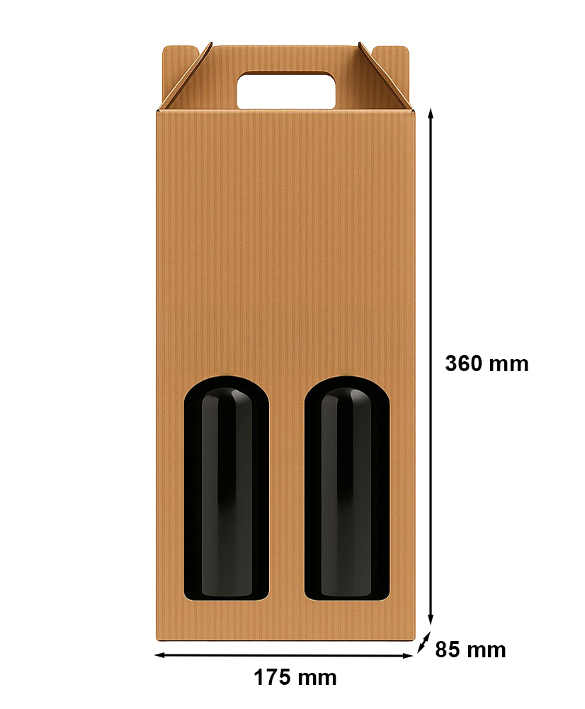 Pudełko karbowane ozdobne prezentowe 175x85x360mm / 2 butelki wina