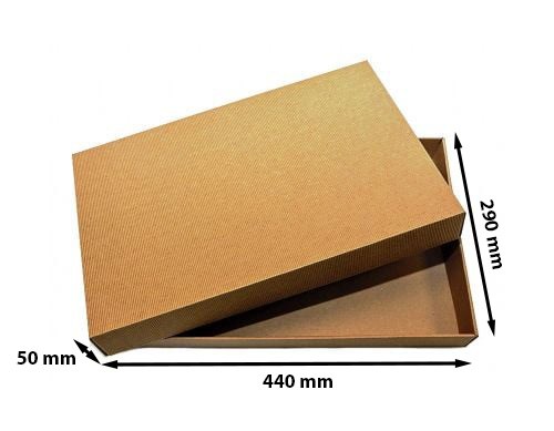 Pudełko wykrojnikowe karbowane 440x290x50 mm z wiekiem brązowe
