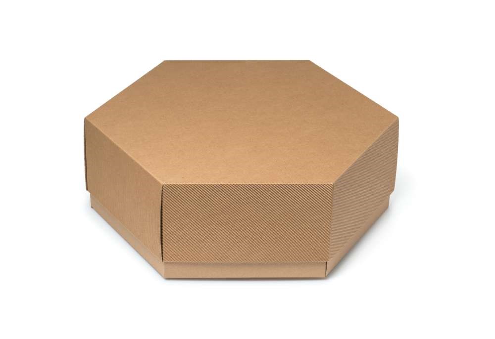 Pudełko kartonowe karbowane sześciokątne z wieczkiem 450x450x170 mm