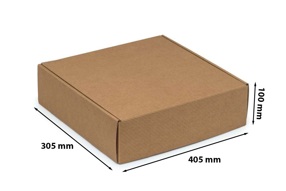 Pudełko karbowane F427, karton wykrojnikowy 405x305x100 mm brązowe