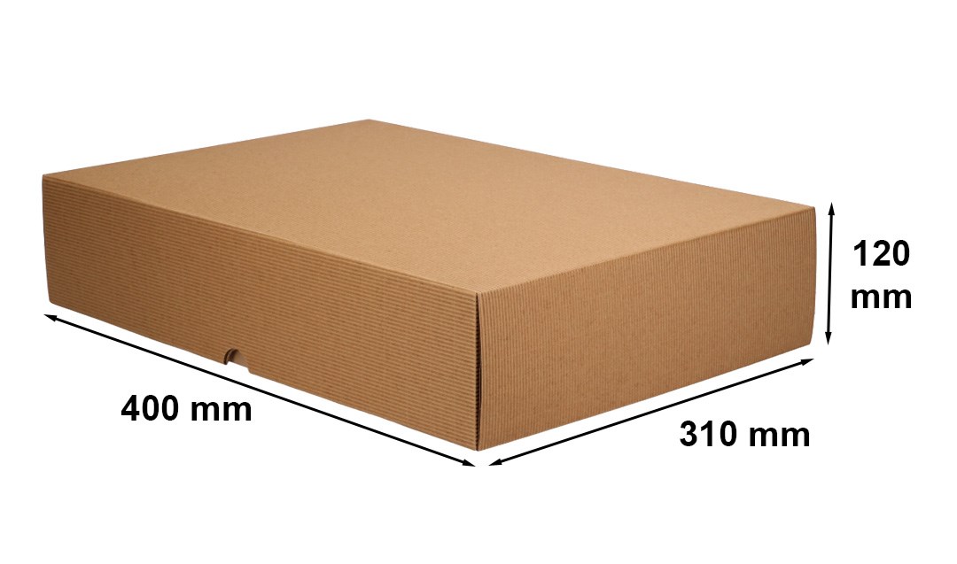 Pudełko kartonowe fasonowe karbowane z wiekiem 400x310x120 mm brązowe