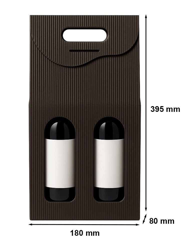 Pudełko fasonowe z karbowanego kartonu na 2 wina czarne 180x80x395mm