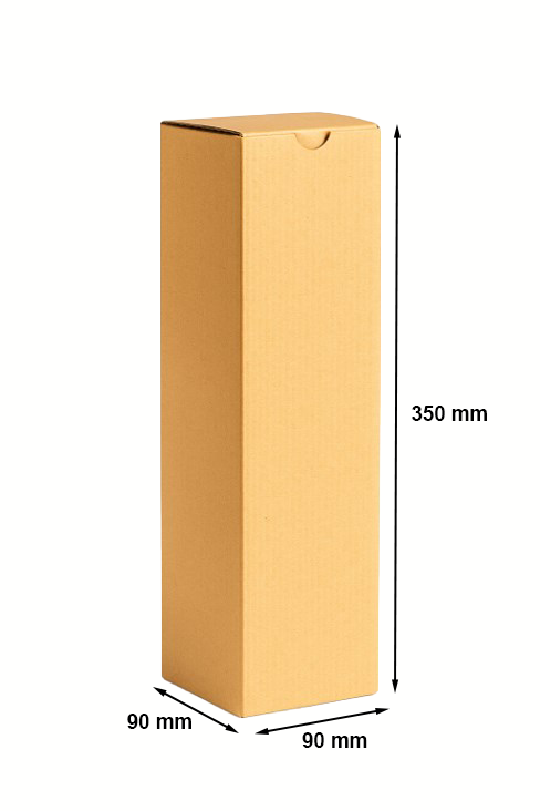 Pudełko z tektury karbowanej na butelkę wina 90x90x350 mm brązowe