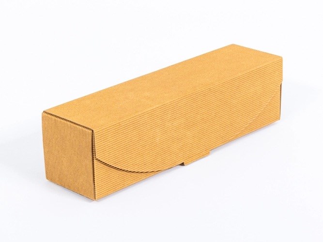 Pudełko karbowane Na Butelkę Wina brązowe 85x87x318mm zew Prezentowe