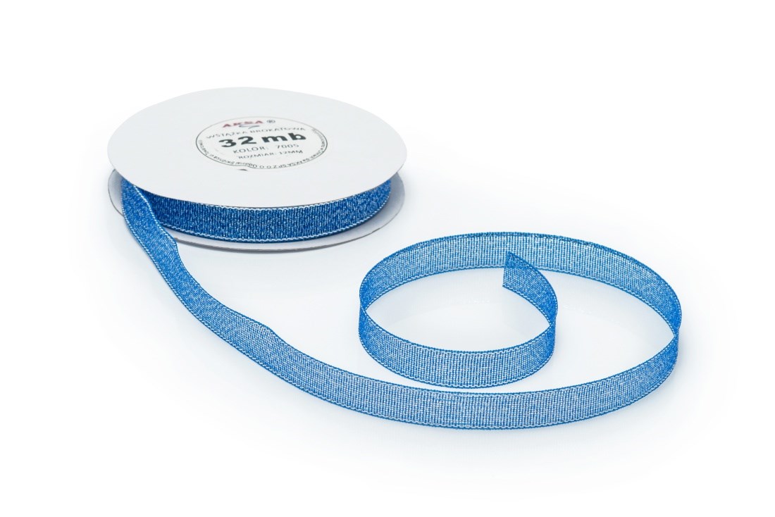 Wstążka brokatowa ozdobna do dekoracji 12 mm x 32 m WB7005 niebieska