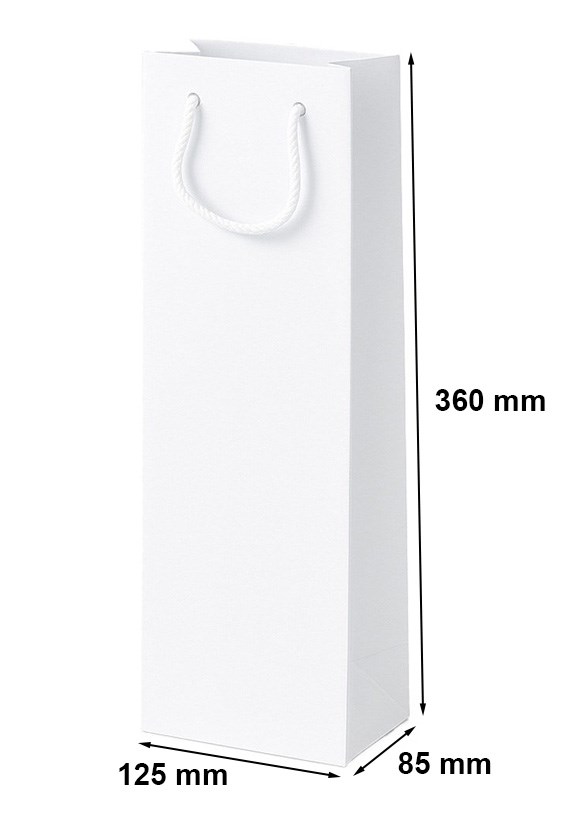 Torebka papierowa na wino prezentowa elegancka biała 125x85x360 mm