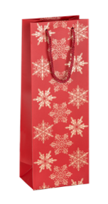 Papierowa świąteczna torebka na wino 125x85x360 mm czerwona na prezent
