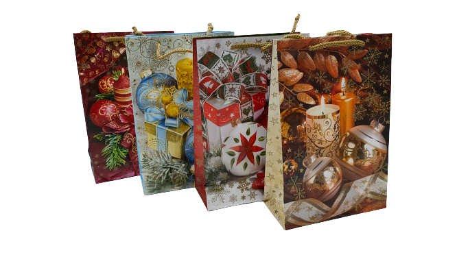 Torba świąteczna papierowa prezentowa Mikołaj MIX 160x70x240 10 szt