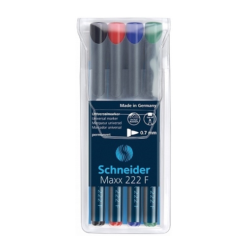 Foliopisy SCHNEIDER MAXX 222 F, pisaki do folii 0,7 mm, 4 kolory mix