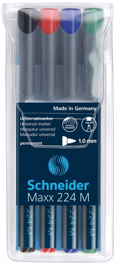 Foliopisy, markery do folii SCHNEIDER MAXX 224 M 1 mm, 4 kolory mix