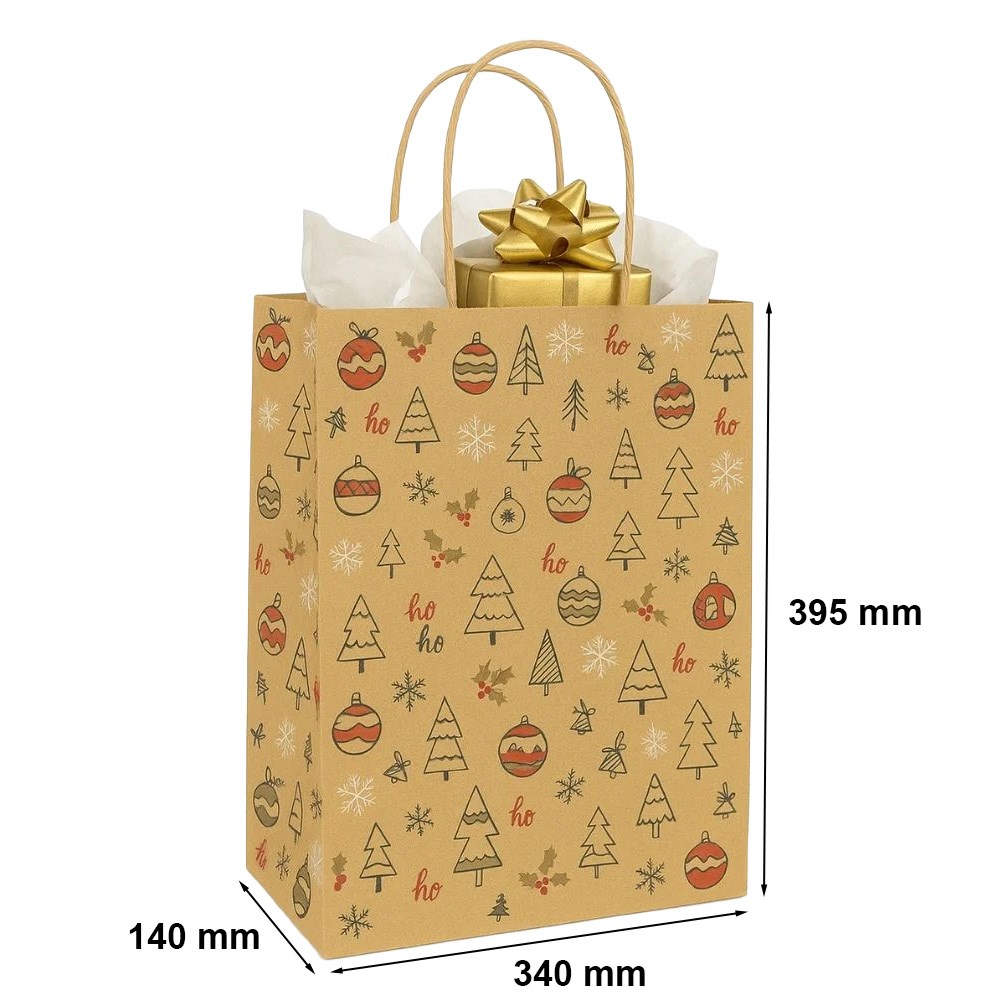 Torba świąteczna prezentowa brązowa kraft ORIANE 340x140x395 mm