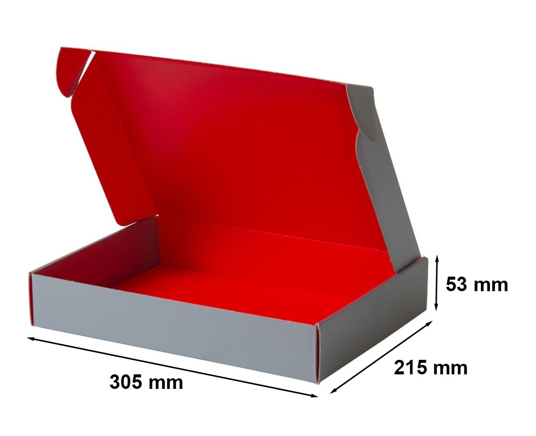 Pudełko prezentowe lakierowane F427 305x215x53 mm srebrno-czerwone