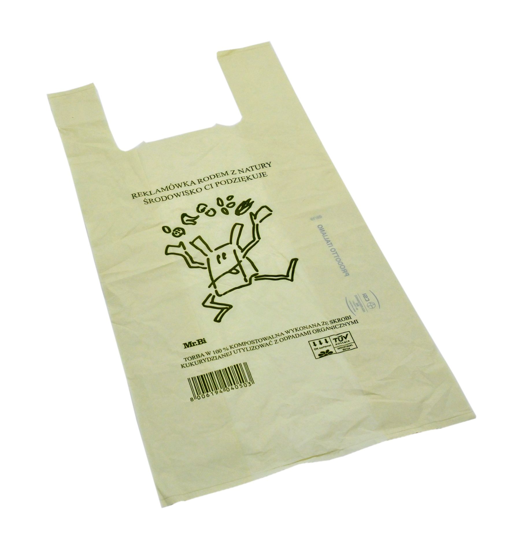 Torba BIO kompostowalna Mr.Bi, reklamówka 27+16x50 cm, 500 szt.