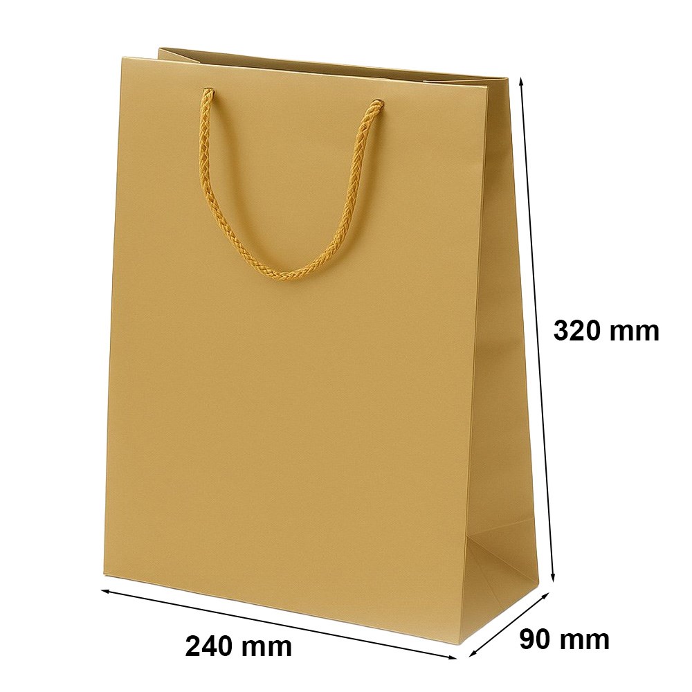 Torba papierowa laminowana złota 240x90x320 mm prezentowa z uchwytem
